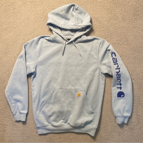 Carhartt Loose Fit Midweight Logo Sleeve Graphic Hoodie Blue Men’s Medium - Picture 1 of 9
